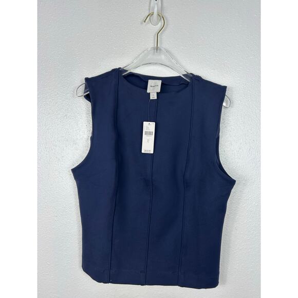 Anthropologie Maeve NWT Seamed Shell Top Navy Blue Business Casual Office - Picture 2 of 7